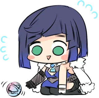😃 Yelan Genshin Impact yelan, genshin impact, anime dziewczyna, słodkie, chibi, gra wideo, postać telegram sticker
