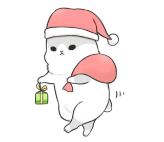 🎅 noël, chat, père noël, cadeau, fête, mignon, dessin animé telegram sticker