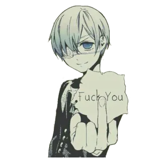 😒 Ciel Phantomhive Black Butler Fuck You Anime, Stinkefinger, Beleidigend, Ciel Phantomhive, Black Butler telegram sticker