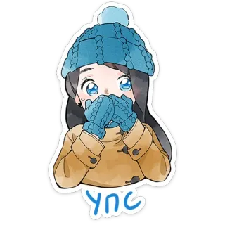 ⭐ YNS Gadis anime, Musim dingin, Dingin, Imut, Topi, Sarung tangan telegram sticker