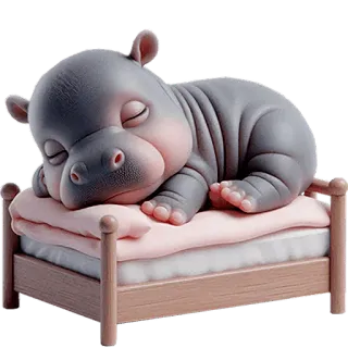 😴 kuda nil, binatang, tidur, tempat tidur, imut, bayi telegram sticker