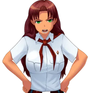 😠 bravo, anime, colegial, uniforme, franzindo a testa, garota telegram sticker
