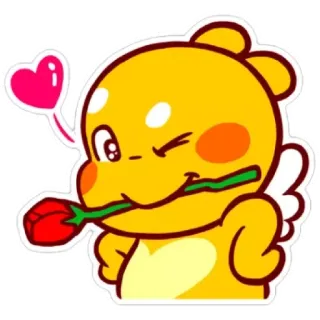 😁 dễ thương, tình yêu, hoa hồng, trái tim, hoạt hình telegram sticker