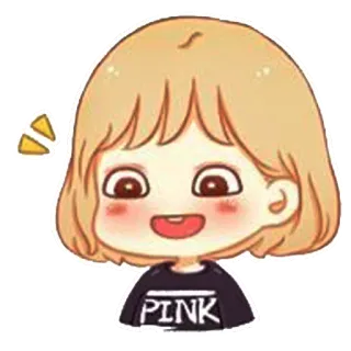 😃 PINK 만화, 소녀, 귀여운, 분홍색, 애니메이션, 캐릭터 telegram sticker