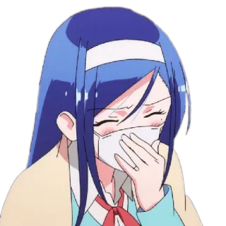 😉 anime, cô gái, khẩu trang, covid, hoạt hình, tóc xanh telegram sticker