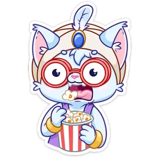 🍿 kucing, kartun, popcorn, lucu, imut, stiker, binatang telegram sticker