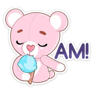 🍦 AM! urso, sorvete, fofo, rosa, kawaii telegram sticker