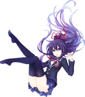 😏 Tohka Yatogami Date A Live Anime, Garota, Fofa, Uniforme escolar, Cabelo roxo telegram sticker