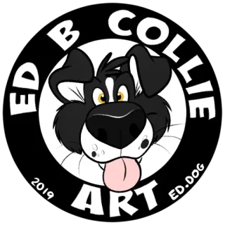 ⚪️ ED B COLLIE ART ED.DOG 2019 cão, collie, arte, desenho animado, animal whatsapp sticker