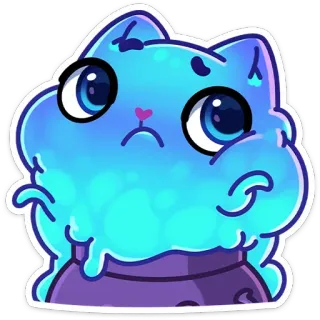 🤷‍♂️ แมว, น่ารัก, สติกเกอร์, สีน้ำเงิน, หม้อ, คาวาอิ, การ์ตูน telegram sticker