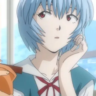 🫁 Rei Ayanami Neon Genesis Evangelion anime, rei ayanami, evangelion, postać, dziewczyna, niebieskie włosy, czerwone oczy telegram sticker