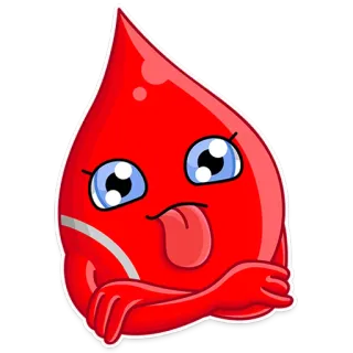 😜 blood drop, cute, kawaii, cartoon, sticker, tongue out telegram sticker