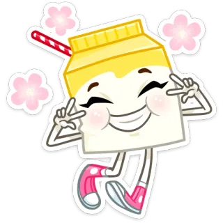 ☺️ Cartoon, Essen, Getränk, Milchtüte, Kawaii, Süß, Aufkleber whatsapp sticker