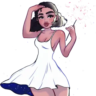 💥 donna, vestito, stellina, cartone animato, anime, festa telegram sticker