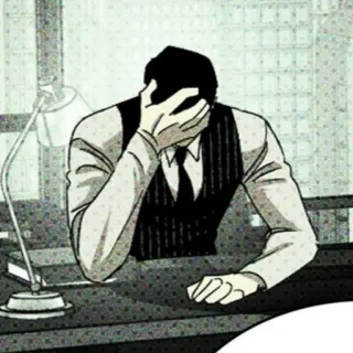 💚 hombre de negocios, frustrado, triste, oficina, trabajo telegram sticker
