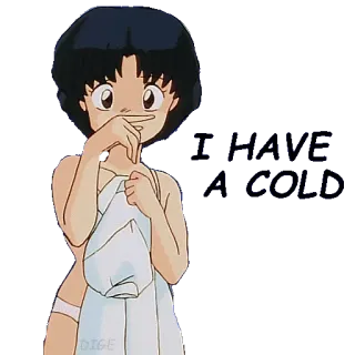 🤒 I Have A COLD Anime, Chica, Toalla, Frío, Enfermo whatsapp sticker