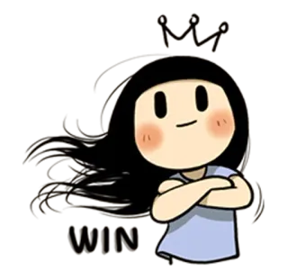 👑 WIN cartoon, girl, winner, victory, cute, success, celebration telegram sticker