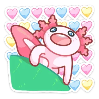 ❤️ axolotl, mignon, animal, autocollant, coeurs whatsapp sticker