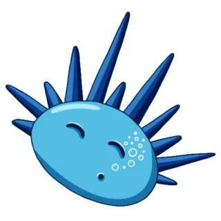😴 海胆, 海洋动物, 海洋生物, 可爱, 蓝色, 卡通 telegram sticker