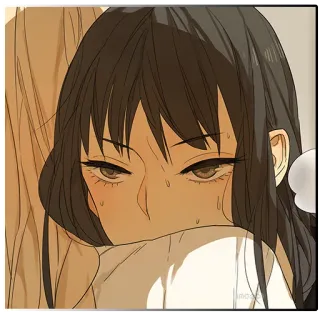 😔 Anime, Chica, Acurrucarse, Ilustración, Dibujo animado telegram sticker