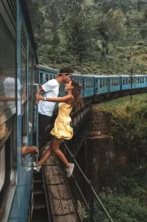 💖 tren, pareja, viaje, romance, paisaje, ferrocarril, aire libre, enamorados telegram sticker