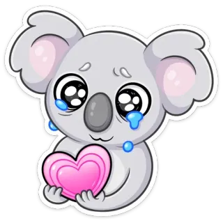 ❤️ коала, плачущий, сердце, милый, грустный, животное telegram sticker