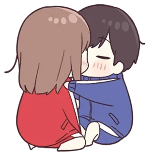 💙 カップル, キス, 愛, アニメ, ロマンス, 愛情 telegram sticker