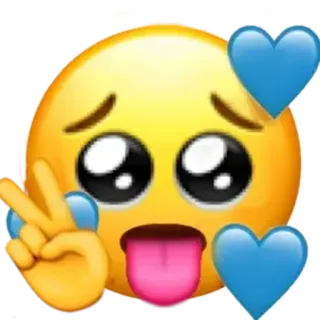 💙 Emoji, Sinal de paz, Língua de fora, Corações, Fofo telegram sticker