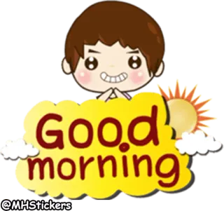 ☀ Good morning 问候, 早上好, 太阳, 卡通, 快乐 telegram sticker