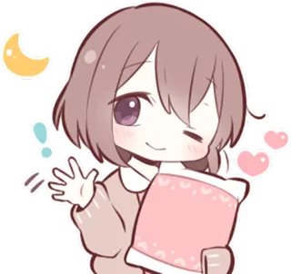 🌙 Аниме, Чиби, Каваий, Милый, Девушка, Мультфильм telegram sticker