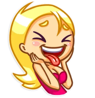 😝 cartoon, girl, emoji, blond, funny, tongue, expression telegram sticker