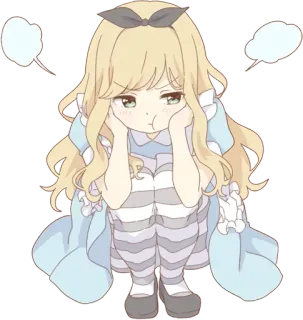 🤔 Alice Alice in Wonderland alicja, kraina czarów, zły, anime, dziewczyna, słodki telegram sticker