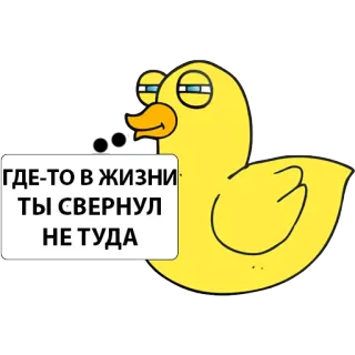 😼 ГДЕ-ТО В ЖИЗНИ
ТЫ СВЕРНУЛ
НЕ ТУДА Ente, Cartoon, Russisch, Text, Humor, Lustig whatsapp sticker