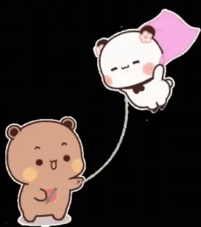 🪁 fofo, ursos, voando, desenho animado telegram sticker