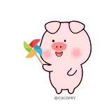 😀 猪, 卡通, 可爱, 动物, 快乐, 风车 telegram sticker