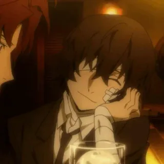 💉 Osamu Dazai Bungou Stray Dogs Anime, Personagem, Bandagens, Sorriso, Copo, Bar telegram sticker