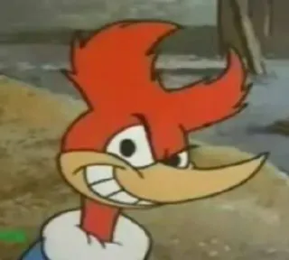 😈 Woody Woodpecker 만화, 우디 우드페커, 고전 애니메이션, 웃긴, 새 telegram sticker