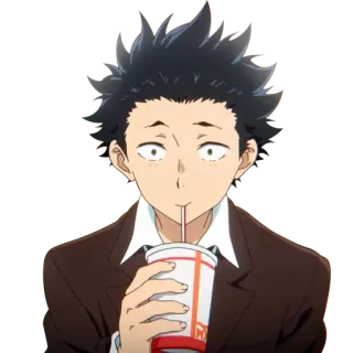 🙂 Shoya Ishida A Silent Voice anime, drinking, character, shoya ishida, a silent voice telegram sticker