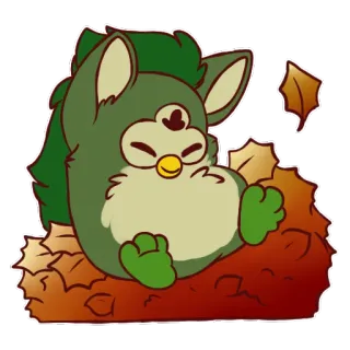 🍂 furby, fall, leaves, cute, cartoon, animal telegram sticker