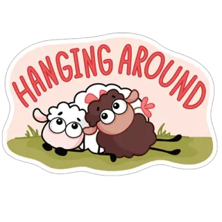 😊 HANGING AROUND sheep, hanging around, friendship, cartoon, animals, cute whatsapp sticker