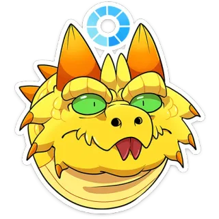 😵‍💫 smok, kreskówka, żółty, potwór, fantasy, zwierzę, stworzenie telegram sticker