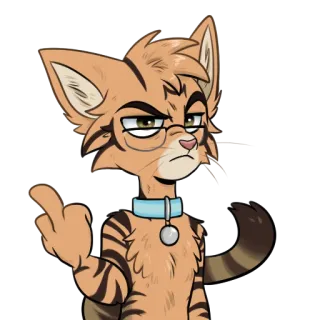 😑 gato, dedo do meio, furry, desenho animado, ofensivo, gesto telegram sticker