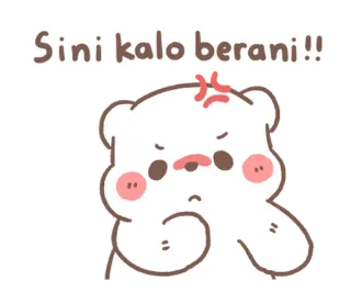 💬 Sini kalo berani!! urso, bravo, desenho animado, fofo, expressão, indonésio telegram sticker