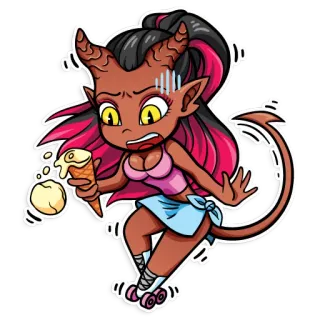 😱 demonio, helado, dibujos animados, patinaje telegram sticker