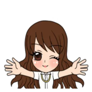 😉 Мультфильм, Девочка, Аниме, Каваий, Милый, Объятие, Дружелюбный telegram sticker