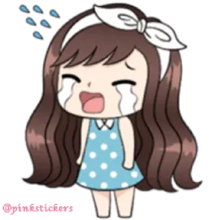 😭 cartoon, girl, crying, sad, tears, sticker telegram sticker