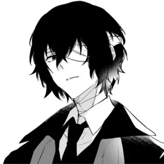 😕 Osamu Dazai Bungou Stray Dogs animé, manga, bungou stray dogs, osamu dazai, dazai, personnage, portrait telegram sticker