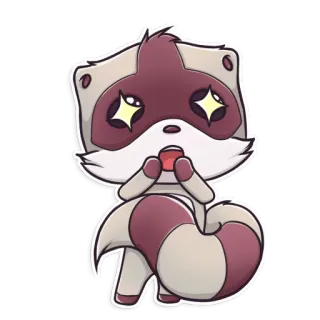 😲 procione, carino, animale, cartone animato, mascotte, kawaii, adorabile telegram sticker