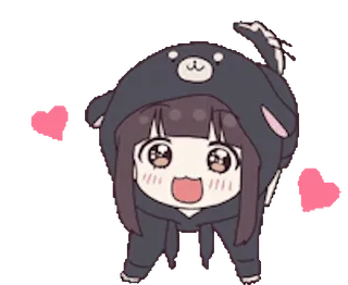 💕 ragazza anime, kawaii, carino, cuori, cartone animato, animato, ballando telegram sticker