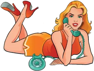 📞 femme, téléphone, rétro, dessin animé, pin-up, blonde, vintage, fille telegram sticker